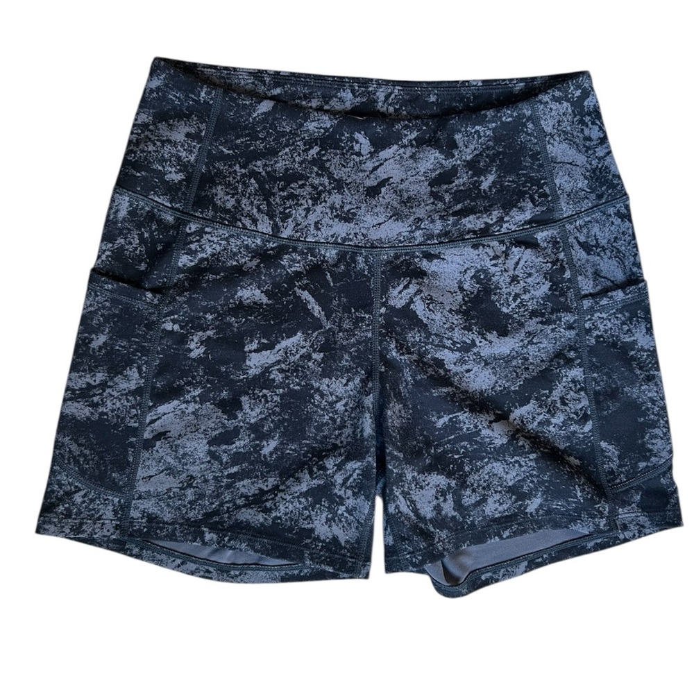 Black Grey Tie dye High Waisted Athletic Biker shorts with Pockets Size M